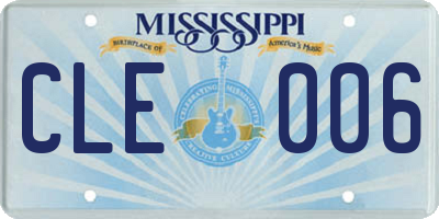 MS license plate CLE006