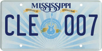 MS license plate CLE007