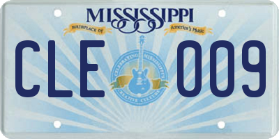 MS license plate CLE009