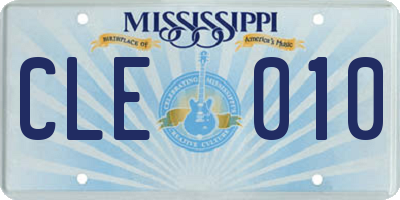 MS license plate CLE010