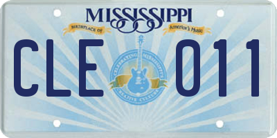 MS license plate CLE011