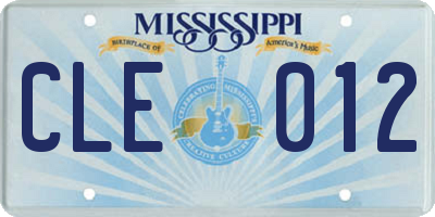 MS license plate CLE012