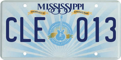 MS license plate CLE013