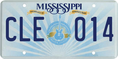 MS license plate CLE014
