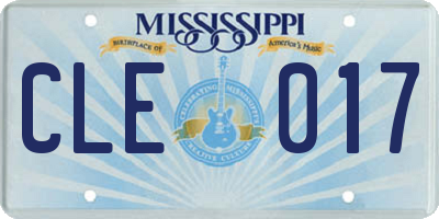 MS license plate CLE017
