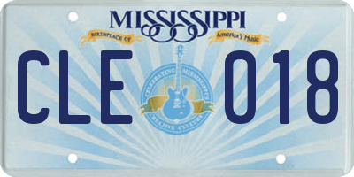 MS license plate CLE018