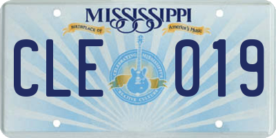 MS license plate CLE019