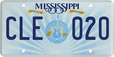 MS license plate CLE020