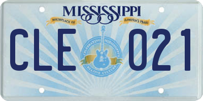 MS license plate CLE021