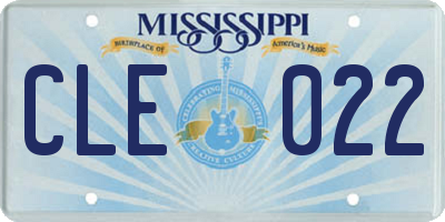 MS license plate CLE022