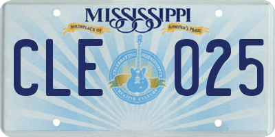 MS license plate CLE025