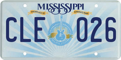 MS license plate CLE026