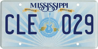 MS license plate CLE029