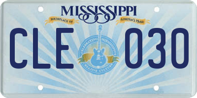 MS license plate CLE030