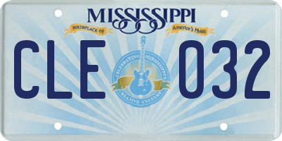 MS license plate CLE032