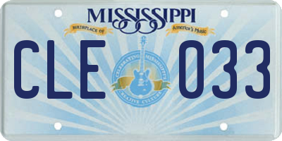 MS license plate CLE033