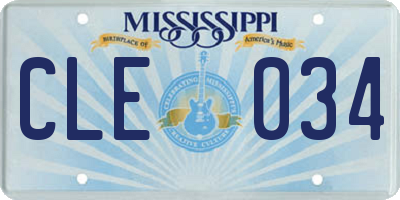 MS license plate CLE034