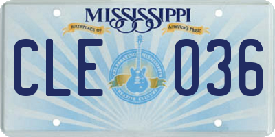 MS license plate CLE036