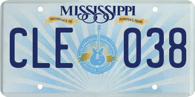 MS license plate CLE038