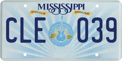 MS license plate CLE039