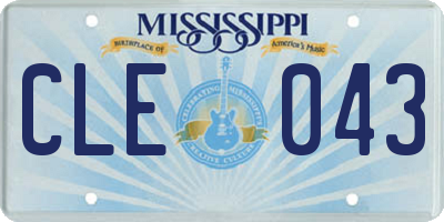 MS license plate CLE043