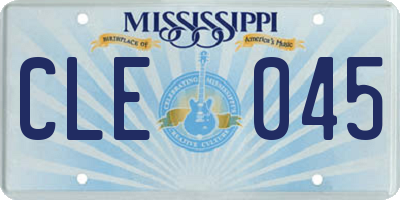 MS license plate CLE045
