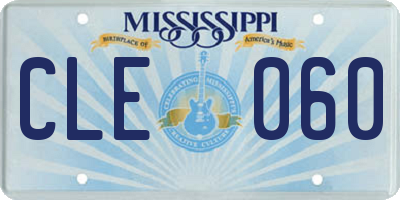 MS license plate CLE060