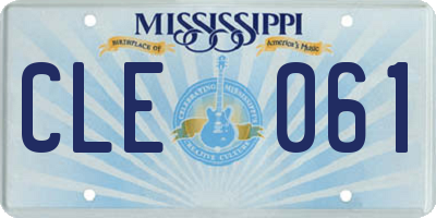MS license plate CLE061