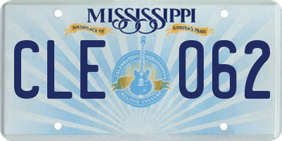 MS license plate CLE062