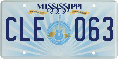 MS license plate CLE063