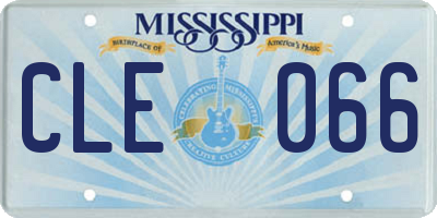 MS license plate CLE066