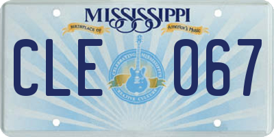 MS license plate CLE067