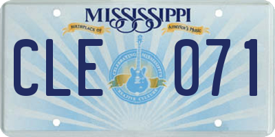 MS license plate CLE071