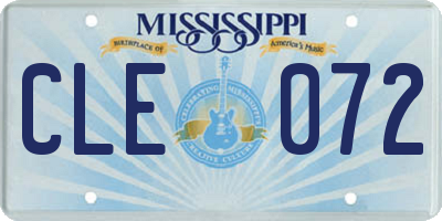 MS license plate CLE072