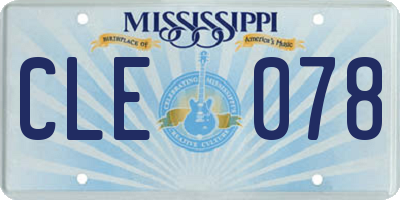 MS license plate CLE078