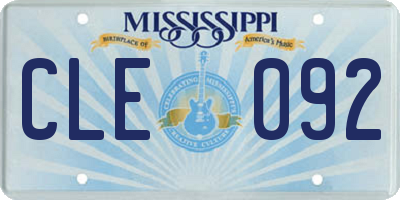 MS license plate CLE092
