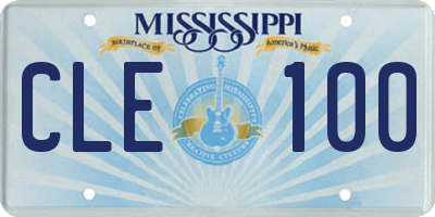 MS license plate CLE100