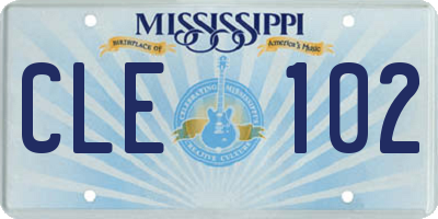 MS license plate CLE102