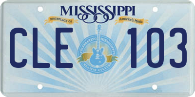 MS license plate CLE103