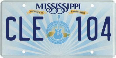 MS license plate CLE104