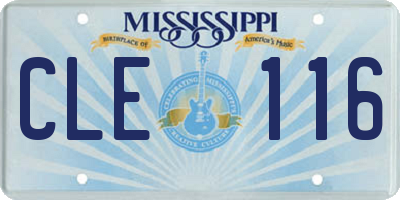 MS license plate CLE116