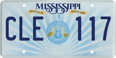 MS license plate CLE117