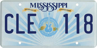 MS license plate CLE118