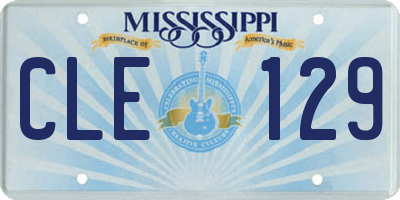 MS license plate CLE129