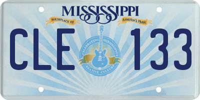 MS license plate CLE133