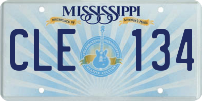 MS license plate CLE134