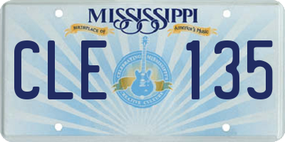 MS license plate CLE135