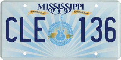 MS license plate CLE136