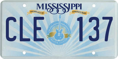 MS license plate CLE137
