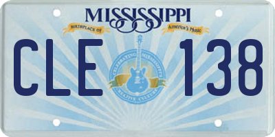 MS license plate CLE138